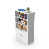White Bookcase Cabinet Set PNG & PSD Images
