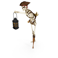 Cartoon Stylized Skeleton Pirate With Lantern PNG & PSD Images