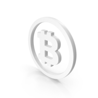 White Round Bitcoin Money Icon PNG & PSD Images