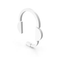White Headphones With Mic Icon PNG & PSD Images