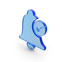 Blue Glass Checkmark Bell Notification Icon PNG & PSD Images