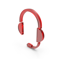 Red Glass Headphones With Mic Icon PNG & PSD Images