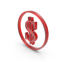 Red Glass Double Barred Dollar Outline Icon PNG & PSD Images
