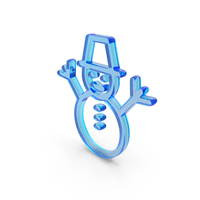 Blue Glass Snowman Outline Icon PNG & PSD Images