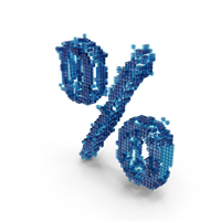 Blue Cubical Pixel Art Assembling SciFi Percentage Symbol PNG & PSD Images