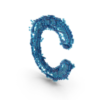 Blue Pixel Art Assembling SciFi Capital Letter C PNG & PSD Images