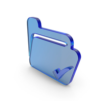 Blue Glass Check Mark Folder Symbol PNG & PSD Images