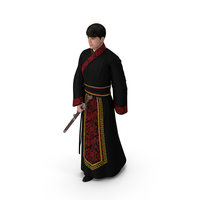 Chinese Man in Traditional Clothes Walking PNG & PSD Images