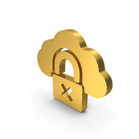 Gold Cloud Lock Symbol PNG & PSD Images