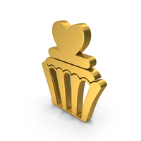 Gold Heart Cup Cake Symbol PNG & PSD Images
