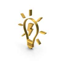 Gold Light Bulb Glow Idea Symbol PNG & PSD Images