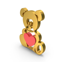 Gold Teddy Bear With Heart Symbol PNG & PSD Images