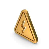 Gold High Voltage Electric Shock Risk Icon PNG & PSD Images