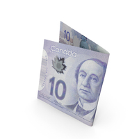 Folded of 10 Canadian Dollar banknote bills PNG & PSD Images