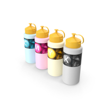 CMYK Ink Refill Bottles PNG & PSD Images
