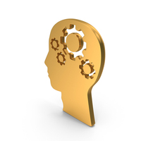 Gold Gear Thinking Face Symbol PNG & PSD Images
