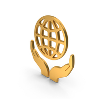Gold Globe Hands Symbol PNG & PSD Images