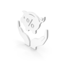 White Piggy Bank In Hands With Percentage Symbol PNG & PSD Images