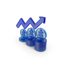 Blue Glass Dollar Coins Money Growth Arrow Symbol PNG & PSD Images