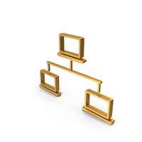 Gold Networking With Three Computers Web Symbol PNG & PSD Images