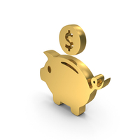Kiddy Piggy Bank Dollar Money Save Gold PNG & PSD Images