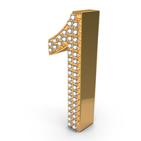Gold With Diamonds Number 1 PNG & PSD Images