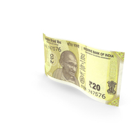 Wavy 20 Indian Rupee Banknote Bill PNG & PSD Images