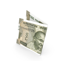 Folded 500 Indian Rupee Banknote Bill PNG & PSD Images