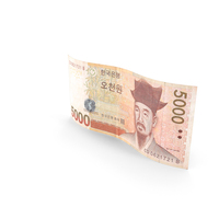 Wavy 5000 Korean Won Banknote Bill PNG & PSD Images