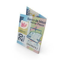 Folded 20 Mexican Peso Banknote Bill PNG & PSD Images