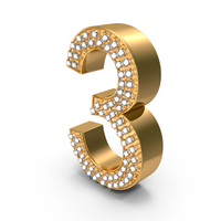 Gold With Diamonds Number 3 PNG & PSD Images