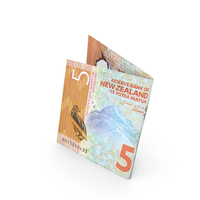 Folded 5 New Zealand Dollars Banknote Bill PNG & PSD Images