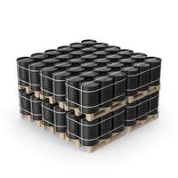 Stacked Black Metal Barrels On Wooden Pallets PNG & PSD Images