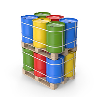 Colored Barrels On Pallets PNG & PSD Images