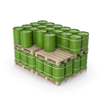 Stack Of Green Barrels On Wooden Pallets PNG & PSD Images