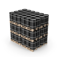 Stack Of Black Barrels On Wooden Pallets PNG & PSD Images
