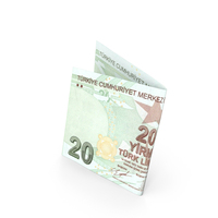 Folded 20 Turkish Lira Banknote Bill PNG & PSD Images