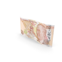 Wavy 50 Turkish Lira Banknote Bill PNG & PSD Images
