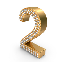 Gold With Diamonds Number 2 PNG & PSD Images