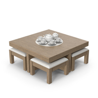 Dark Wooden Dining Table Set PNG & PSD Images