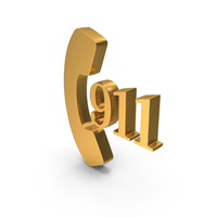 Gold 911 Phone Call Symbol PNG & PSD Images