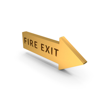 Gold Fire Exit Arrow Symbol PNG & PSD Images