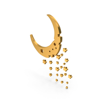 Moon Stars Falling Logo Metallic PNG & PSD Images