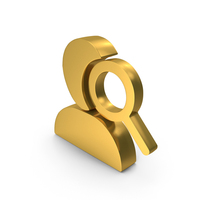 Gold User Search Magnifying Glass Symbol PNG & PSD Images