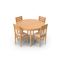 Brown Wooden Round Table And Chairs PNG & PSD Images
