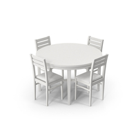 White Round Table And Chairs PNG & PSD Images