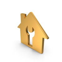 Repair Service Home Symbol Gold PNG & PSD Images