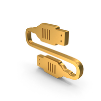 Single USB Cable Icon Gold PNG & PSD Images