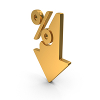 Gold Percentage Decrease Arrow Symbol PNG & PSD Images
