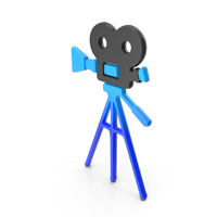 Blue & Black Camera On Tripod Symbol PNG & PSD Images